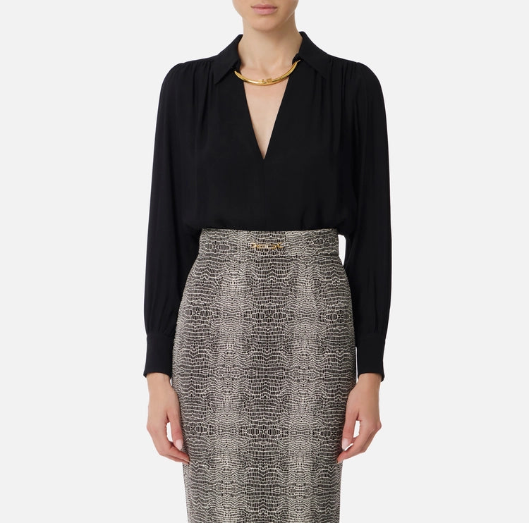 Camicia in georgette con dettaglio gioiello CA12356E2 Elisabetta Franchi