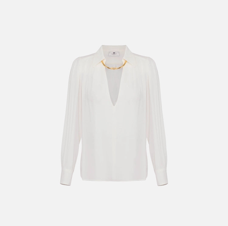 Camicia in georgette con dettaglio gioiello CA12356E2 Elisabetta Franchi