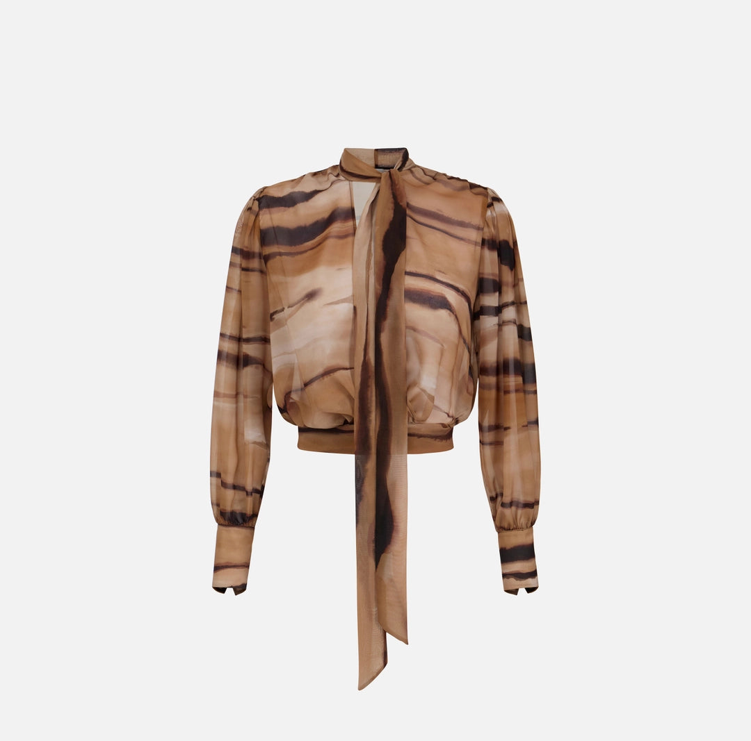 Blusa in chiffon con stampa tigre CA16062E2 Elisabetta Franchi