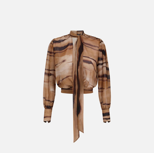 Blusa in chiffon con stampa tigre CA16062E2 Elisabetta Franchi