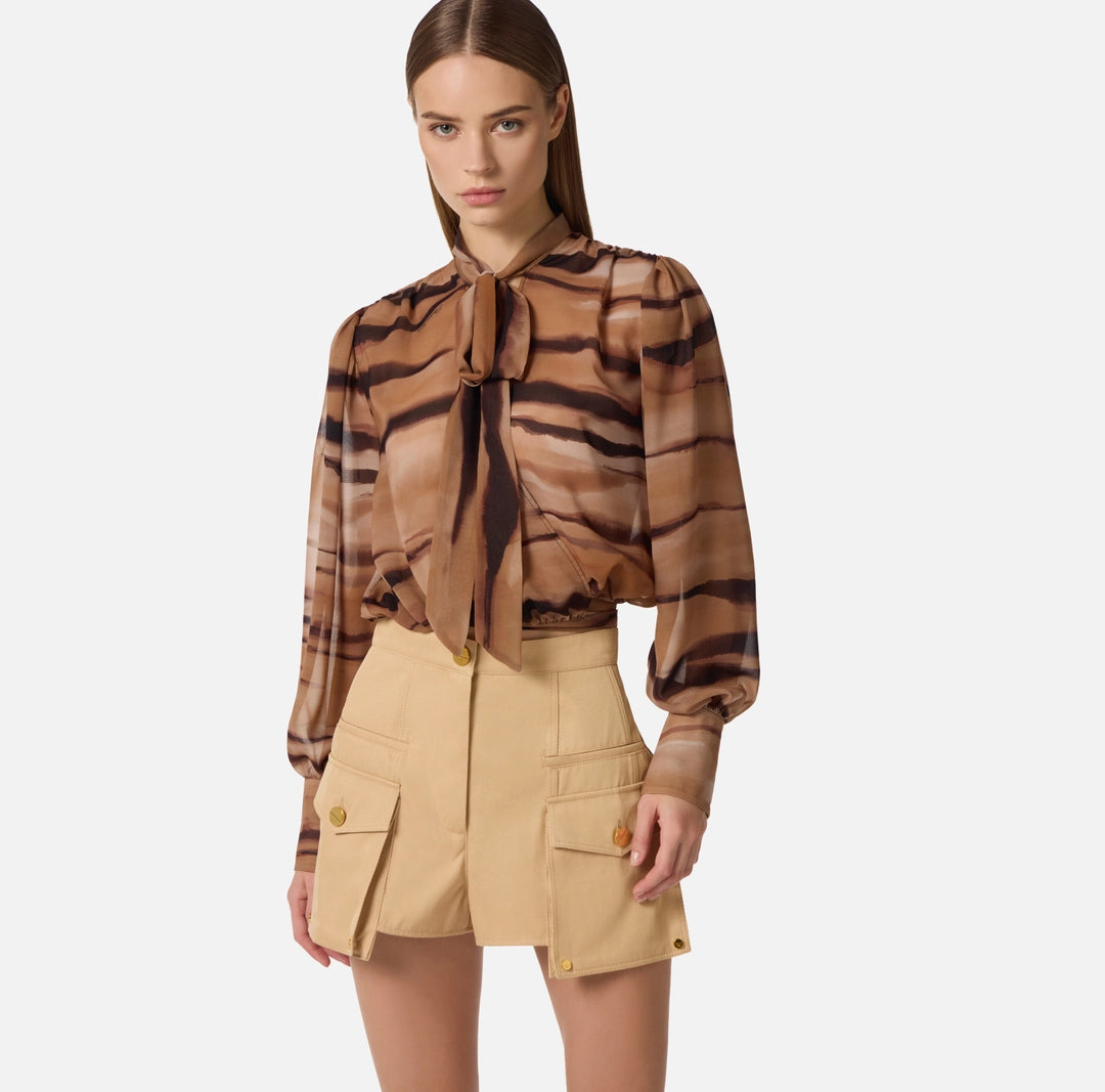 Blusa in chiffon con stampa tigre CA16062E2 Elisabetta Franchi