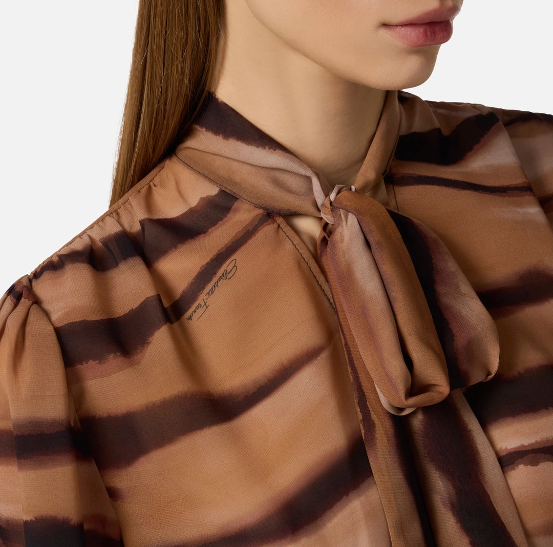 Blusa in chiffon con stampa tigre CA16062E2 Elisabetta Franchi