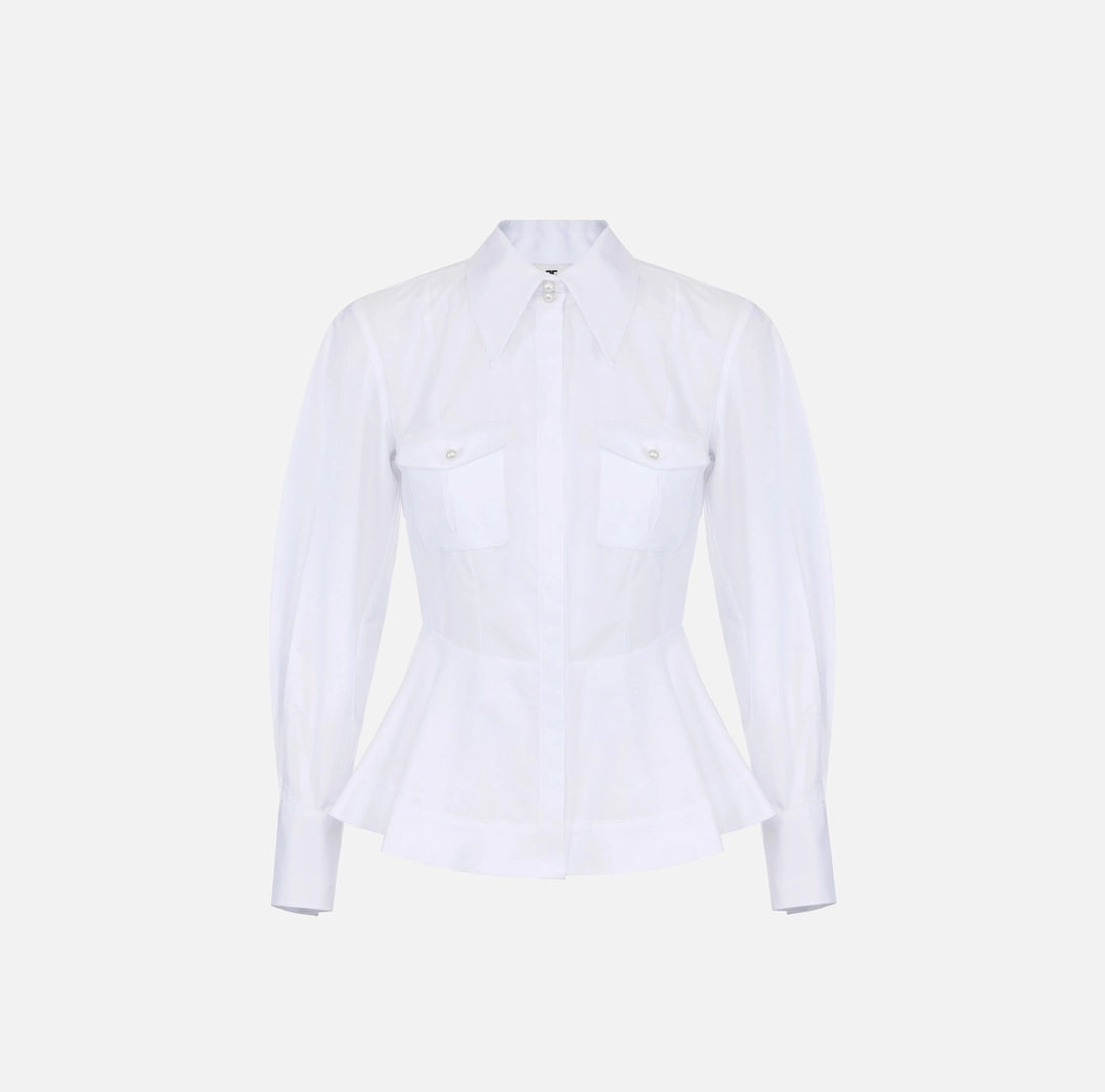 Camicia in popeline di cotone con balza CA16967E2 Elisabetta Franchi