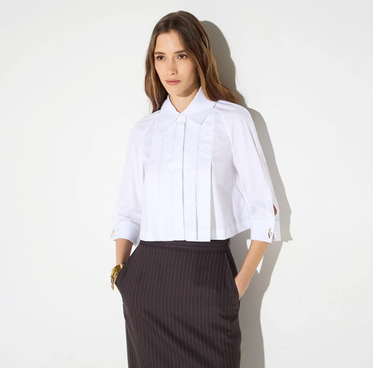 Camicia in cotone con pieghe CA17766E2 Elisabetta Franchi