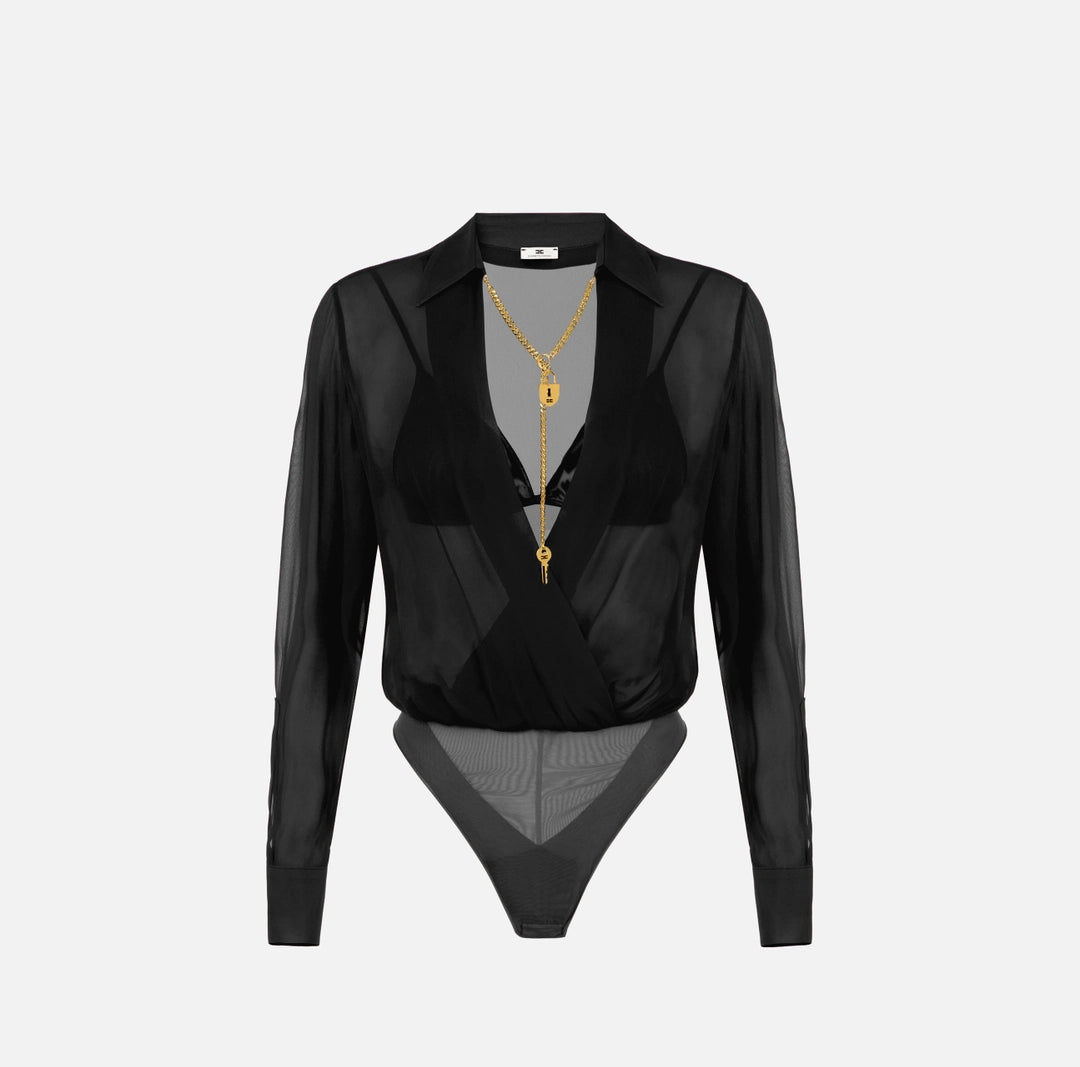 Body in georgette con catena gioiello CB00966E2 Elisabetta Franchi