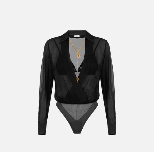 Body in georgette con catena gioiello CB00966E2 Elisabetta Franchi
