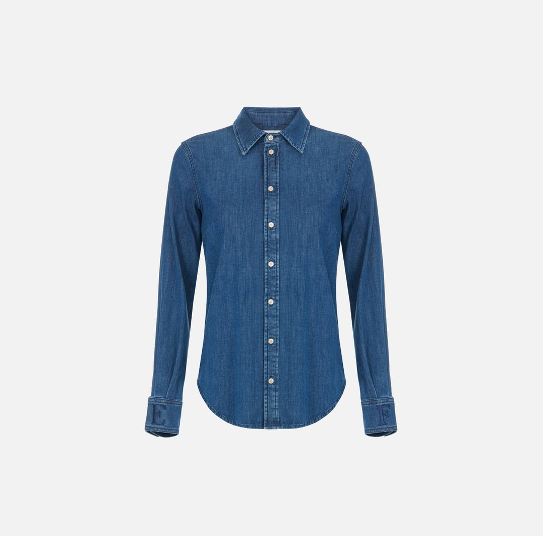 Camicia in denim con logo ricamato CJ34D66E2 Elisabetta Franchi
