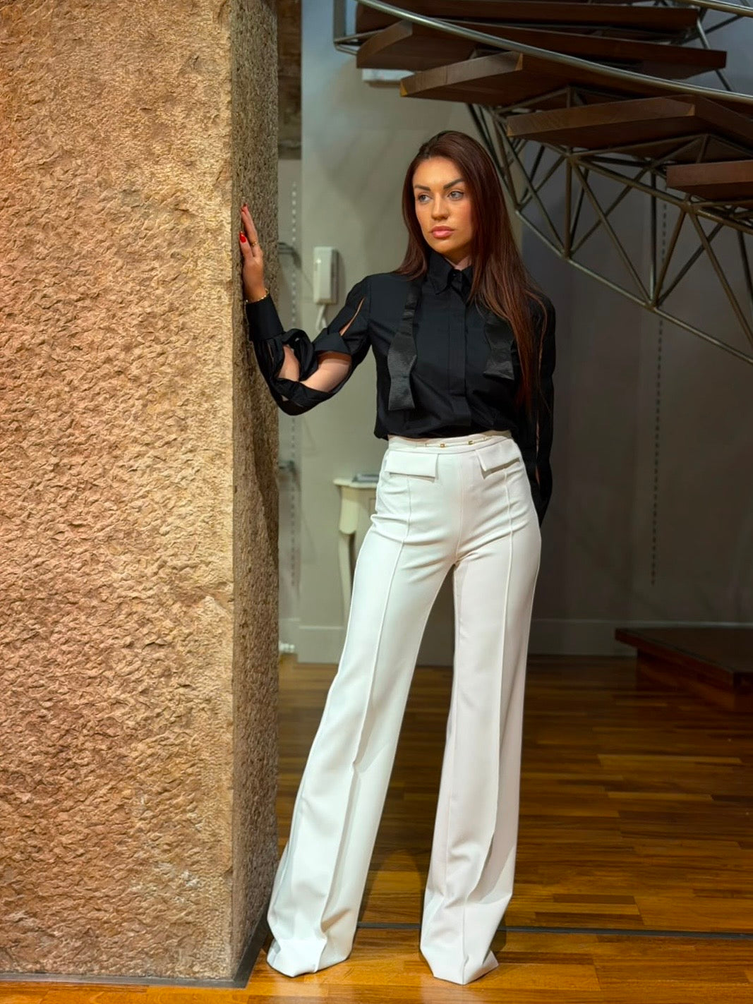 Pantaloni in doppio crêpe stretch PA19666E2 Elisabetta Franchi