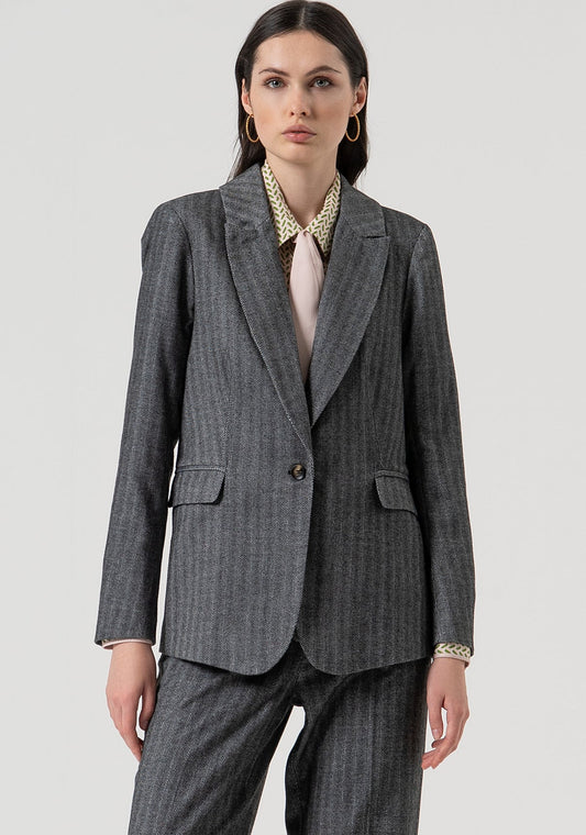 Blazer regular monopetto in fantasia spigata Fracomina