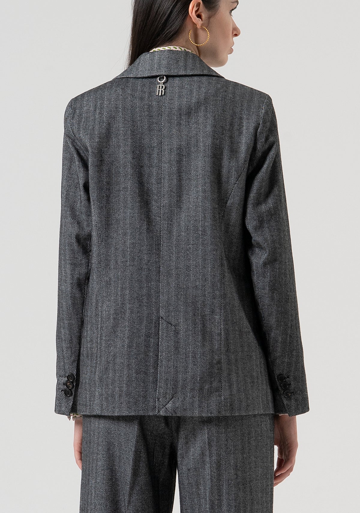Blazer regular monopetto in fantasia spigata Fracomina