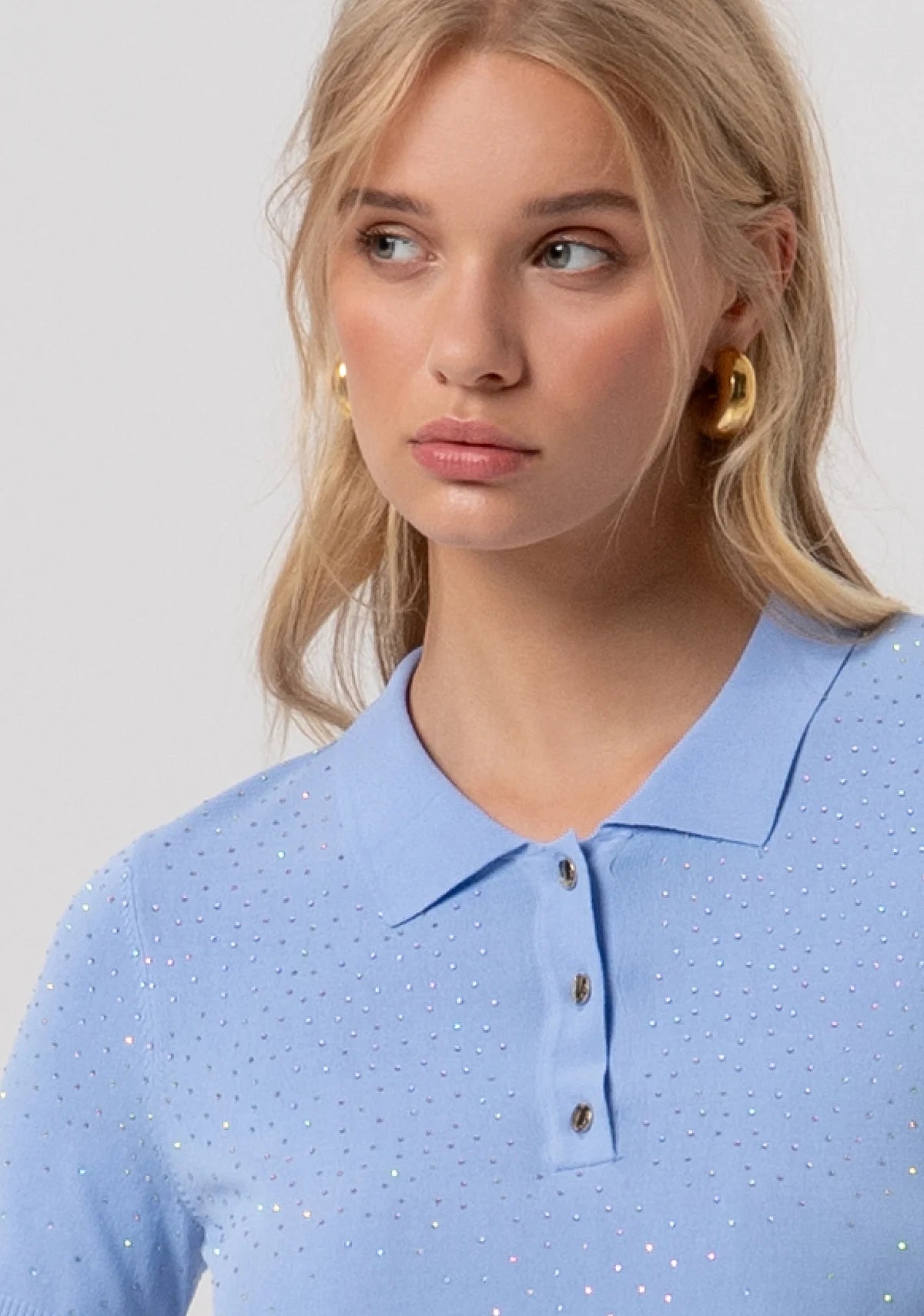 Polo slim in maglia con strass Fracomina