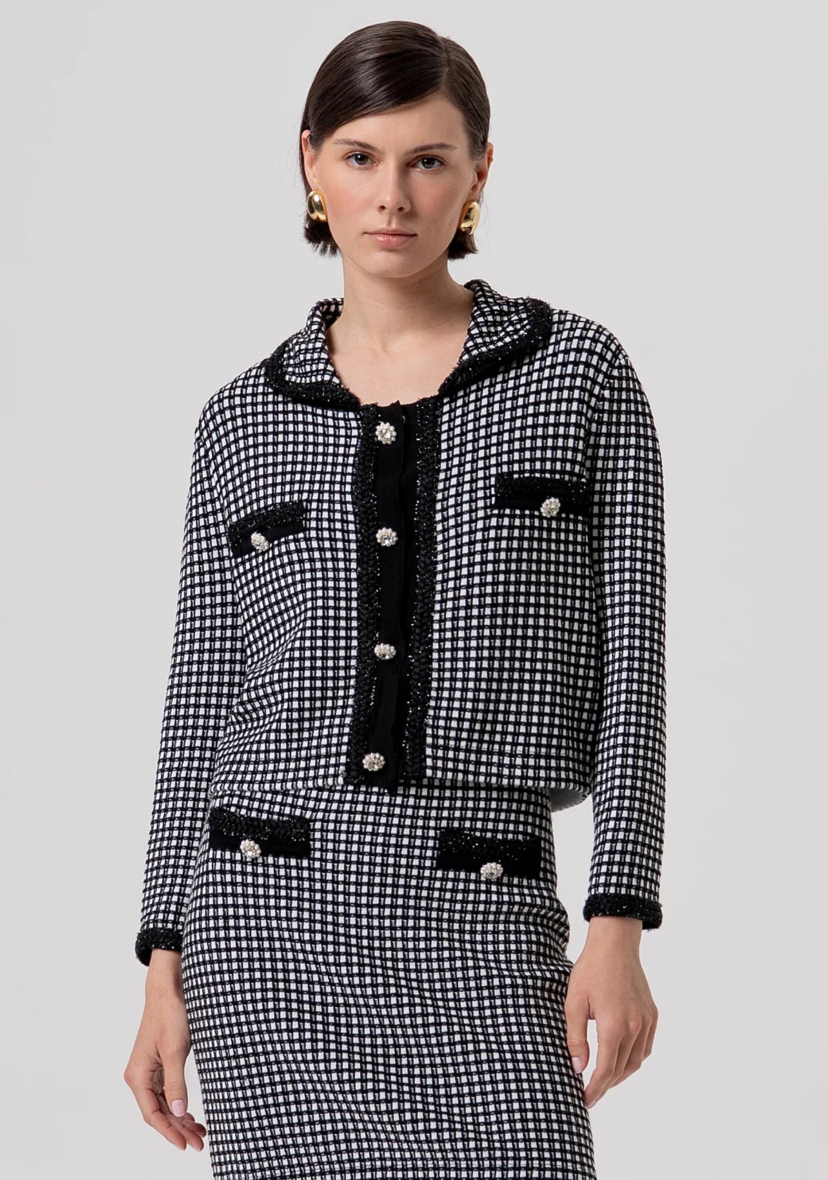 Cardigan regular in tweed Fracomina