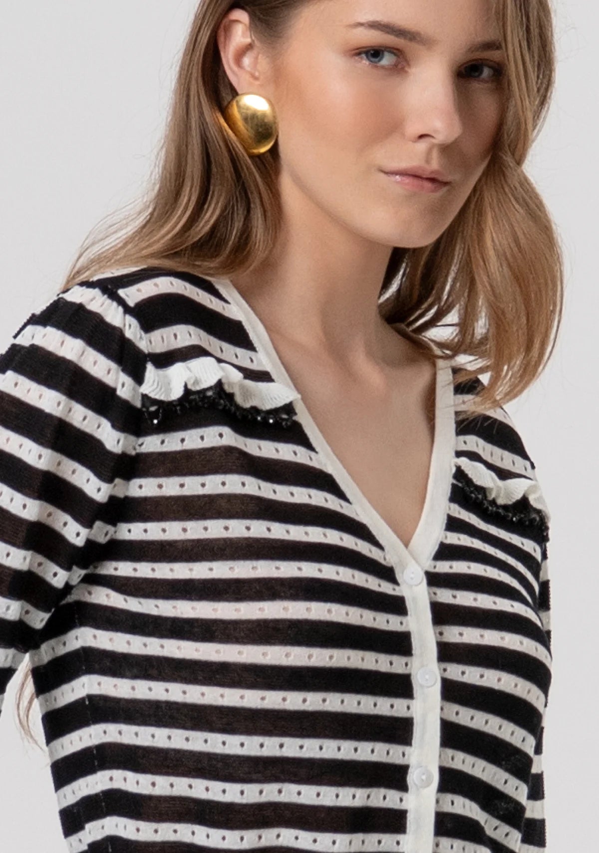 Cardigan cropped a righe Fracomina