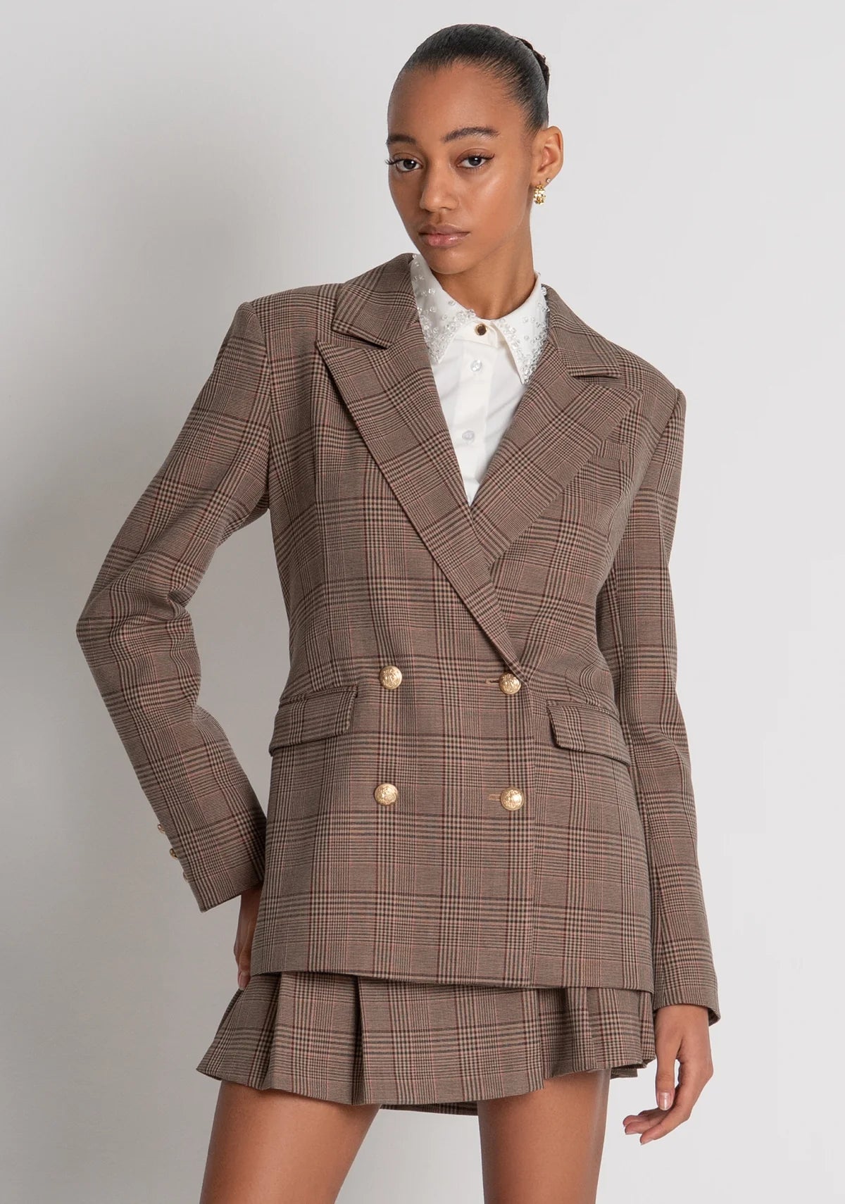 Blazer regular doppiopetto in tessuto Principe di Galles Fracomina