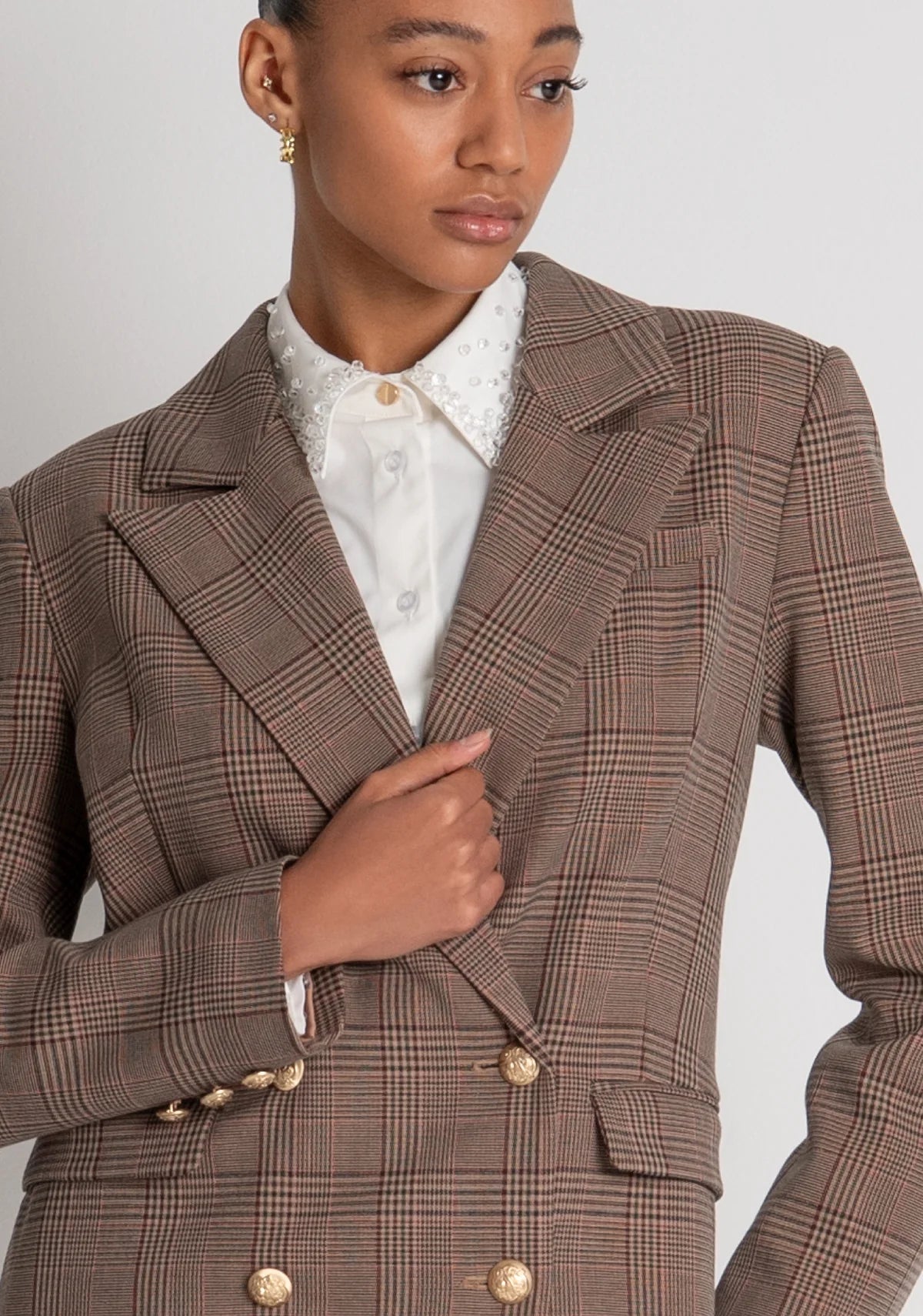 Blazer regular doppiopetto in tessuto Principe di Galles Fracomina