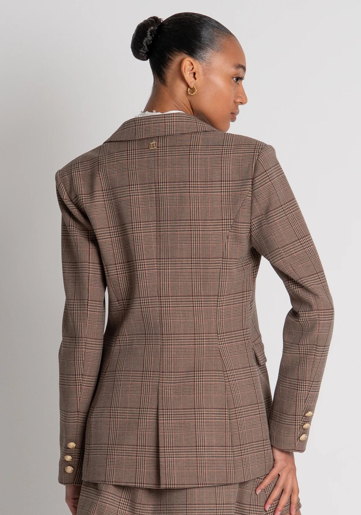Blazer regular doppiopetto in tessuto Principe di Galles Fracomina