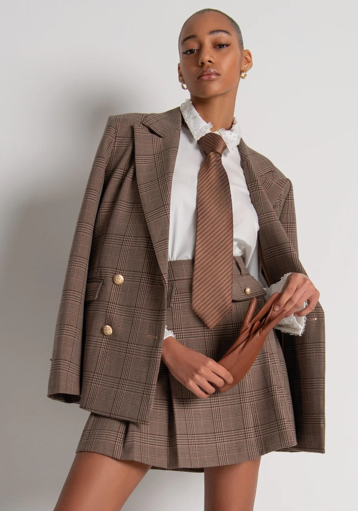 Blazer regular doppiopetto in tessuto Principe di Galles Fracomina