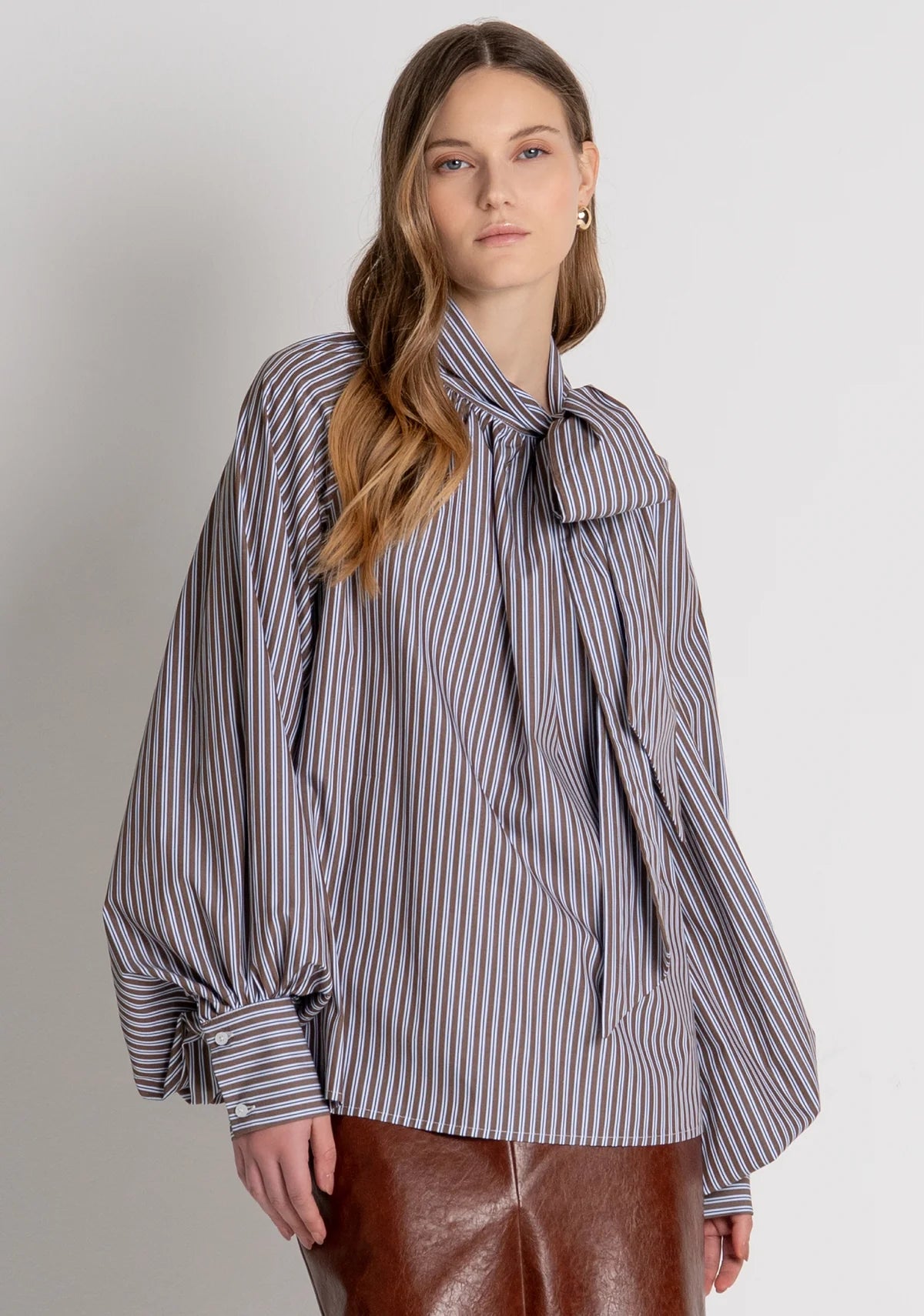 Blusa linea ad A in cotone a righe Fracomina