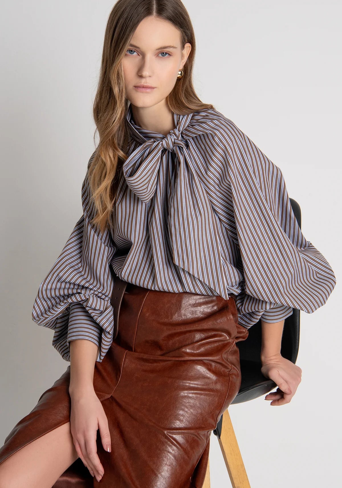 Blusa linea ad A in cotone a righe Fracomina