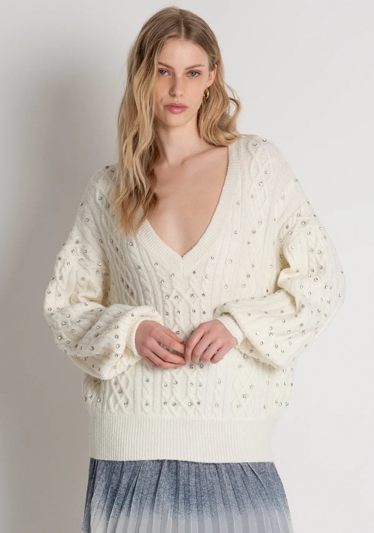 Maglia over con punto treccia Fracomina