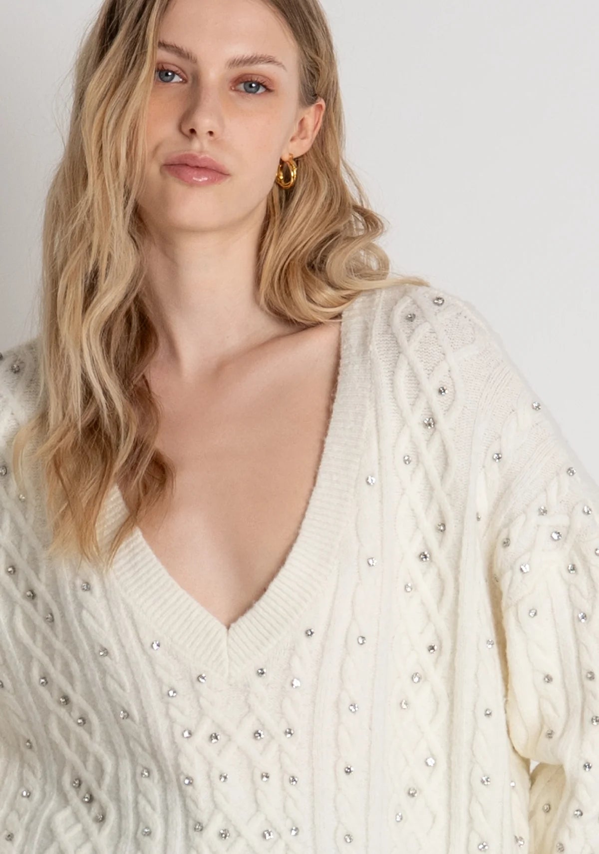 Maglia over con punto treccia Fracomina
