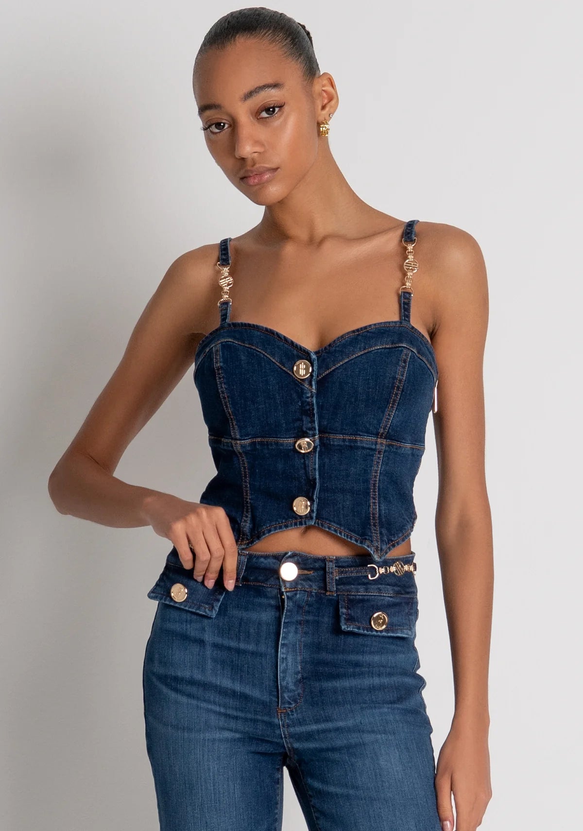 Jeans bootcut in denim con lavaggio medio Fracomina