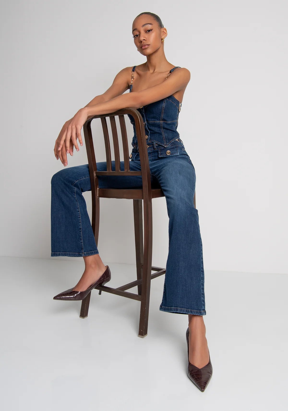 Jeans bootcut in denim con lavaggio medio Fracomina