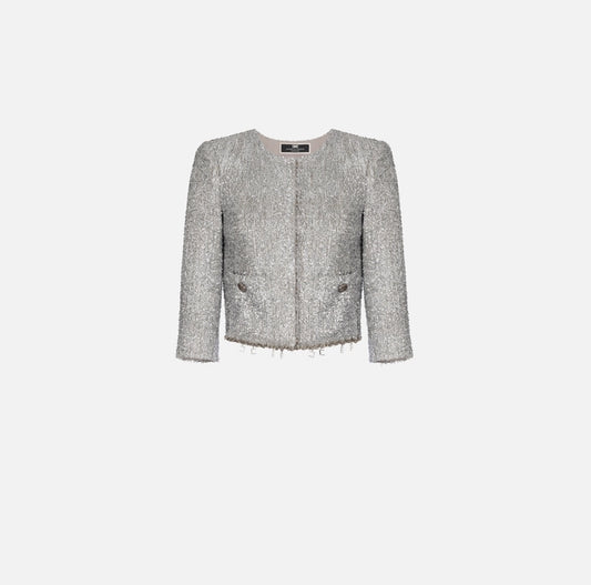 Giacca cropped in tweed lurex con charms Elisabetta Franchi