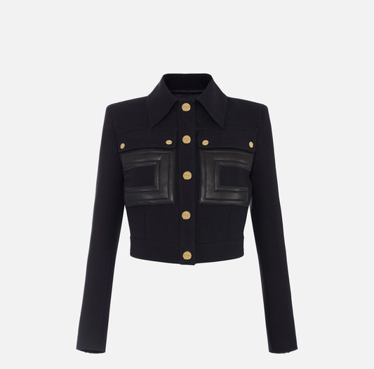 Giacca in doppio crêpe con dettagli logo GI15957E2 Elisabetta Franchi