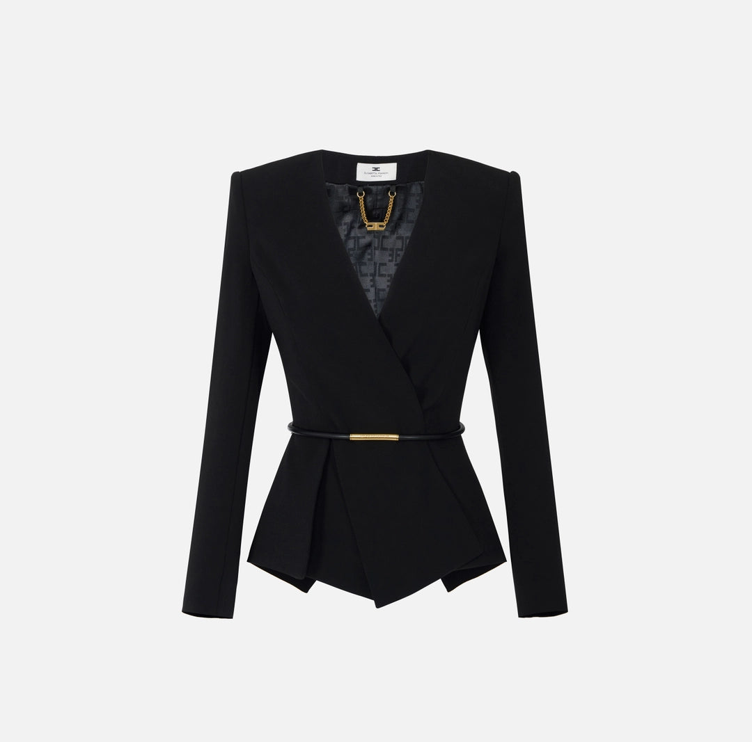 Giacca in crêpe leggero con cintura GI16657E2 Elisabetta Franchi