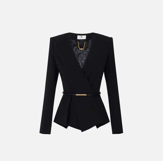 Giacca in crêpe leggero con cintura GI16657E2 Elisabetta Franchi