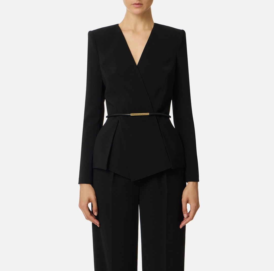 Giacca in crêpe leggero con cintura GI16657E2 Elisabetta Franchi