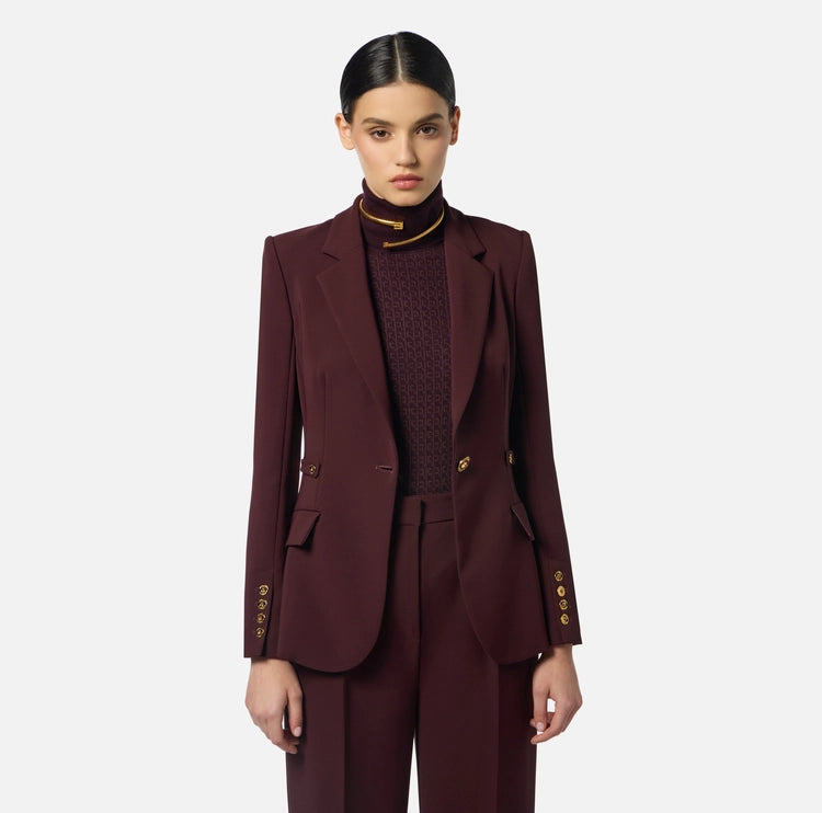 Giacca in crêpe leggero con dettagli gioiello GI17556E2 Elisabetta Franchi