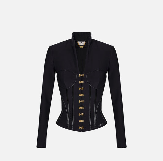 Giacca in neoprene con dettagli corsetto GI18257E2 Elisabetta Franchi