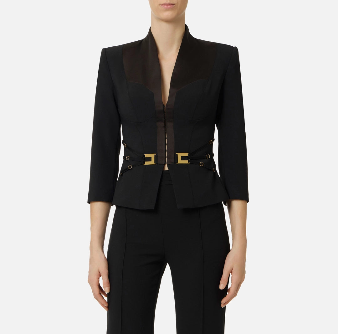 Giacca in doppio crêpe stretch e raso GI20261E2 Elisabetta Franchi