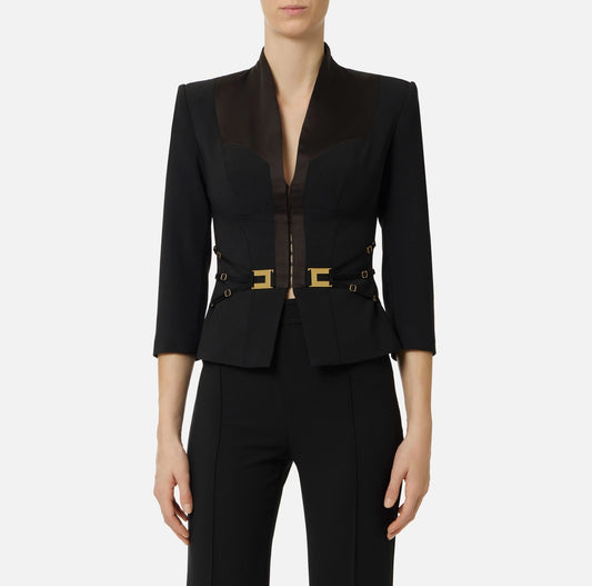 Giacca in doppio crêpe stretch e raso GI20261E2 Elisabetta Franchi