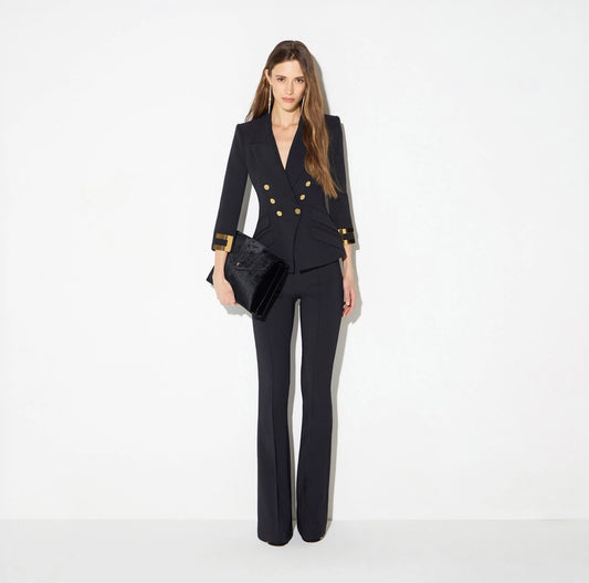 Giacca in doppio crêpe stretch con logo gioiello GI26866E2 Elisabetta Franchi