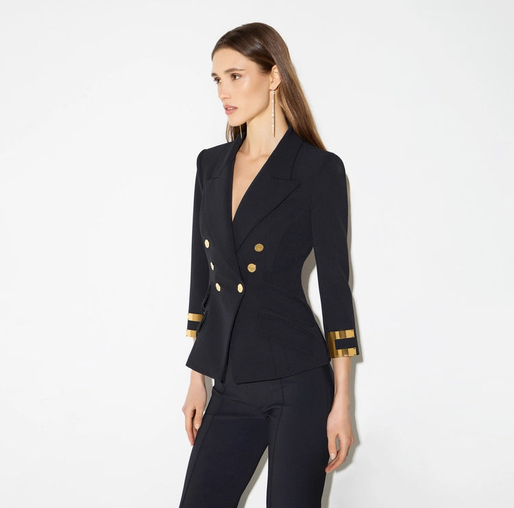 Giacca in doppio crêpe stretch con logo gioiello GI26866E2 Elisabetta Franchi