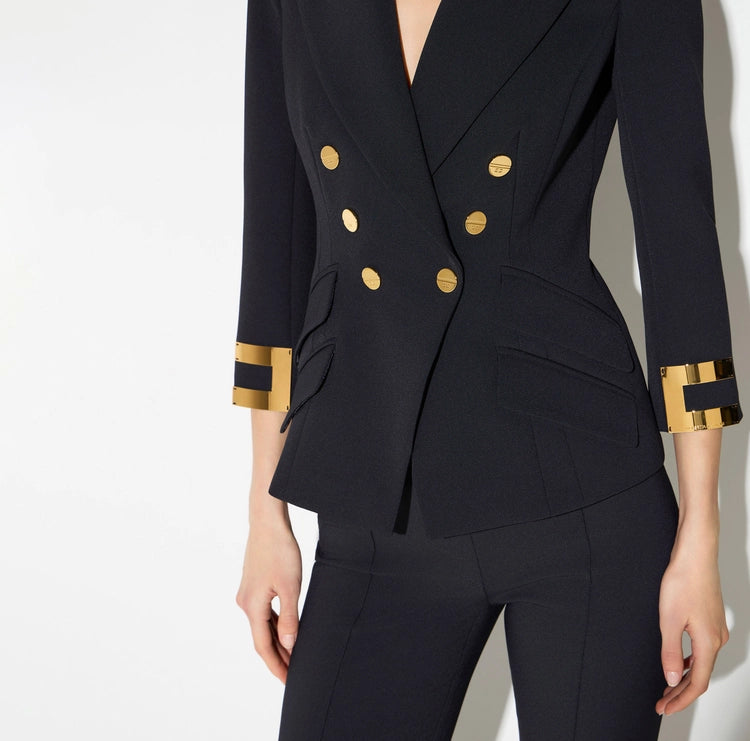 Giacca in doppio crêpe stretch con logo gioiello GI26866E2 Elisabetta Franchi