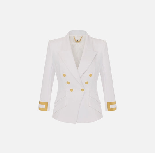 Giacca in doppio crêpe stretch con logo gioiello GI26866E2 Elisabetta Franchi