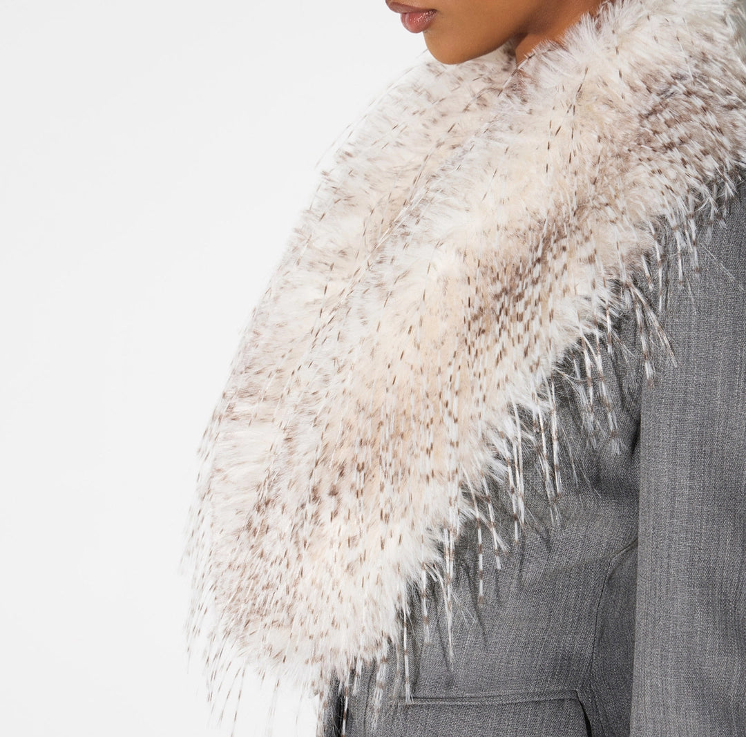 Giacca in lana con collo effetto pelliccia GI28967E2 Elisabetta Franchi