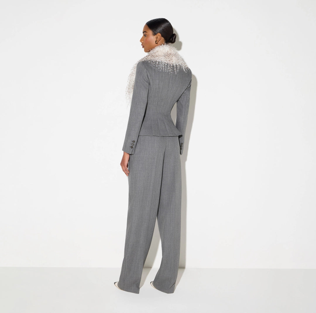 Giacca in lana con collo effetto pelliccia GI28967E2 Elisabetta Franchi