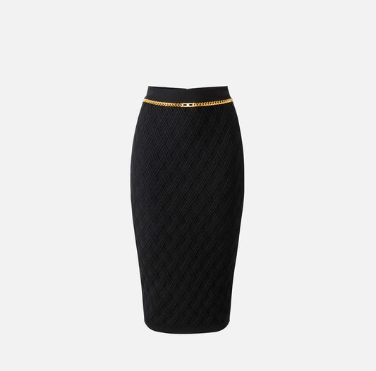 Gonna in maglia a rombi con dettaglio gioiello GK20B56E2 Elisabetta Franchi