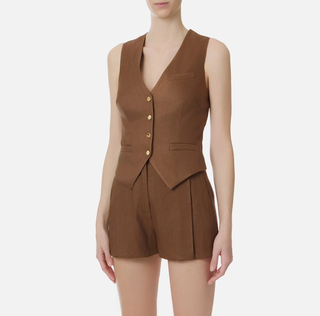 Gilet in misto lino e crêpe GL00862E2 Elisabetta Franchi