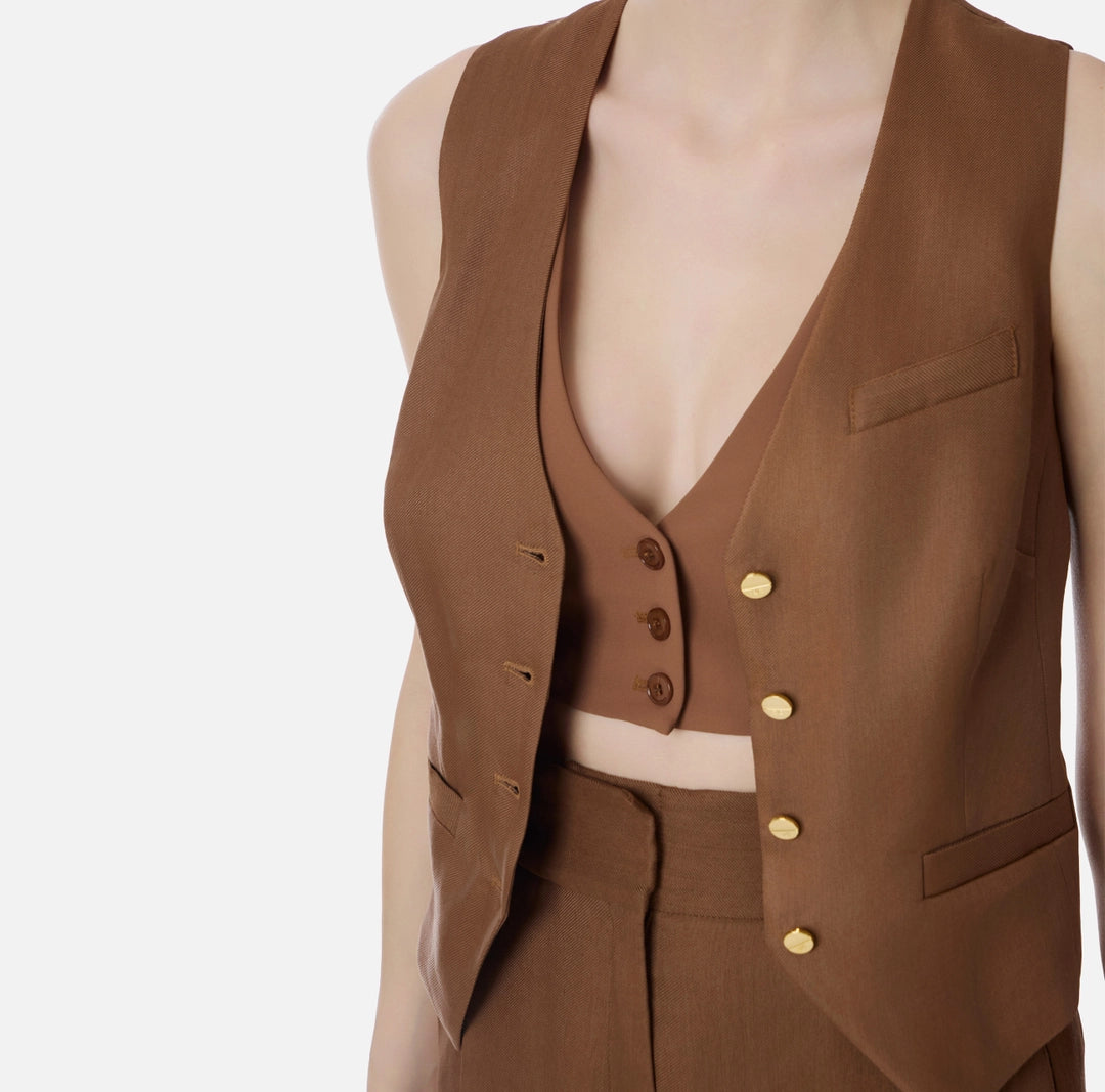 Gilet in misto lino e crêpe GL00862E2 Elisabetta Franchi