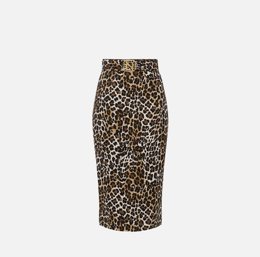 Gonna midi in crêpe animalier GO06947E2 Elisabetta Franchi