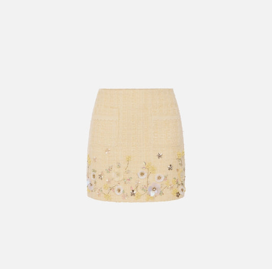 Gonna in tweed con ricamo floreale GO10852E2 Elisabetta Franchi