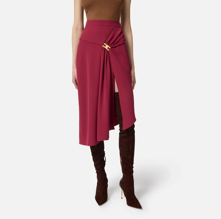 Gonna in crêpe leggero con drappeggio GO11456E2 Elisabetta Franchi