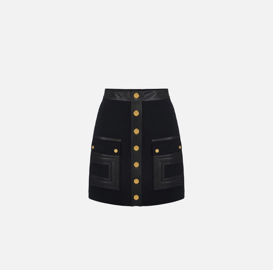 Mini gonna in doppio crêpe con dettagli logo GO12057E2 Elisabetta Franchi