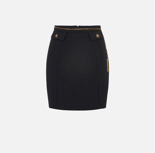 Gonna in doppio crêpe con catena gioiello GO14857E2 Elisabetta Franchi